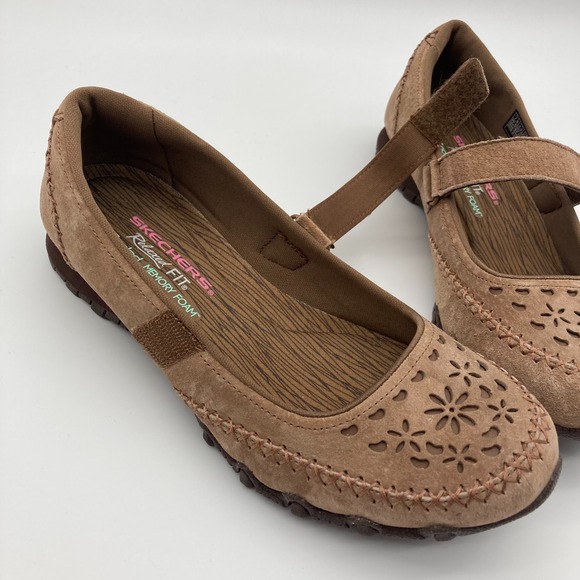 Skechers Relaxed Fit Memory Foam Suede Mary Jane Shoes Tan Women's Size 7.5 - Picture 13 of 14